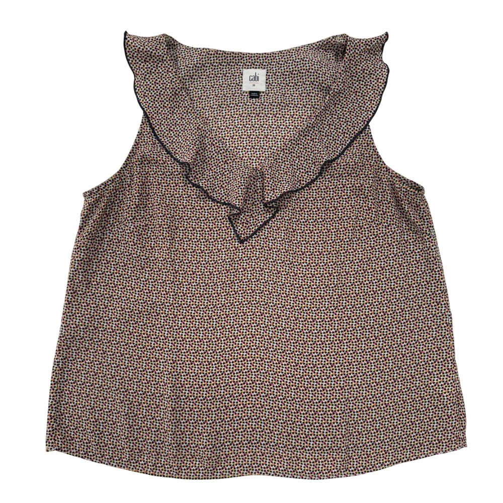 Cabi 3983 Stellar Sleeveless Ruffle Star Print Top Size Med NWOT 287